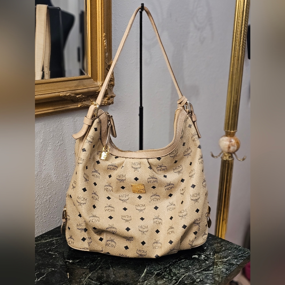 MCM Tan Monogram Shoulder Bag
